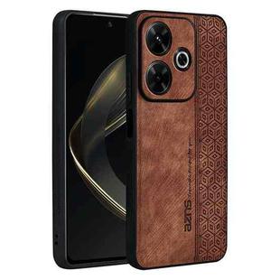 For Xiaomi Redmi Note 13R AZNS 3D Embossed Skin Feel Phone Case(Brown)