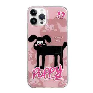 For iPhone 13 Pro IMD Cute Animal Pattern Phone Case(Black Puppy)