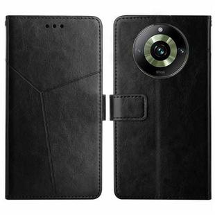 For Realme 11 Pro 5G / 11 Pro+ 5G HT01 Y-shaped Pattern Flip Leather Phone Case(Black)