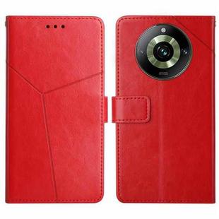 For Realme 11 Pro 5G / 11 Pro+ 5G HT01 Y-shaped Pattern Flip Leather Phone Case(Red)