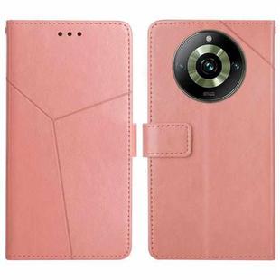 For Realme 11 Pro 5G / 11 Pro+ 5G HT01 Y-shaped Pattern Flip Leather Phone Case(Pink)