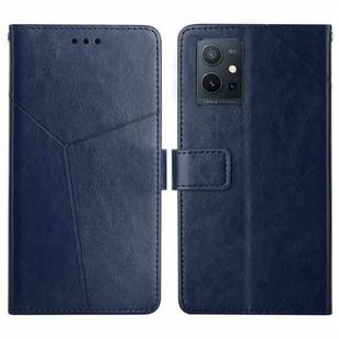 For vivo Y55S 5G 2023 / Y55 5G / T1 5G HT01 Y-shaped Pattern Flip Leather Phone Case(Blue)