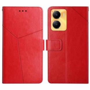 For vivo Y56 5G Global HT01 Y-shaped Pattern Flip Leather Phone Case(Red)