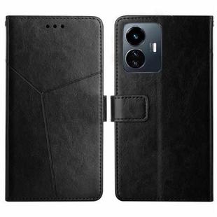 For vivo Y77E 5G HT01 Y-shaped Pattern Flip Leather Phone Case(Black)