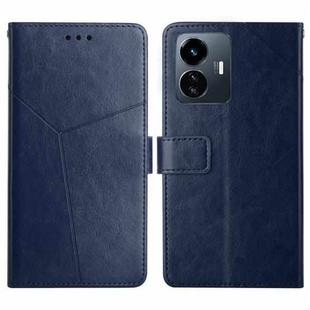 For vivo Y77E 5G HT01 Y-shaped Pattern Flip Leather Phone Case(Blue)