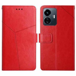 For vivo Y77 5G Global / Y22S 4G Global  HT01 Y-shaped Pattern Flip Leather Phone Case(Red)