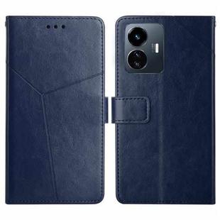For vivo Y22 4G Global / Y35 4G Global HT01 Y-shaped Pattern Flip Leather Phone Case(Blue)