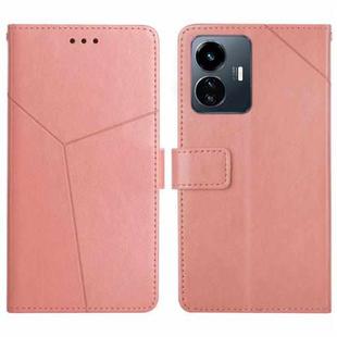 For vivo Y22 4G Global / Y35 4G Global HT01 Y-shaped Pattern Flip Leather Phone Case(Pink)