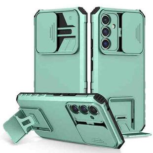 For Samsung Galaxy A54 5G Stereoscopic Holder Sliding Camshield Phone Case(Light Green)