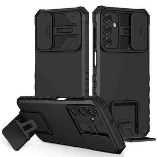 For Samsung Galaxy A15 5G Stereoscopic Holder Sliding Camshield Phone Case(Black)