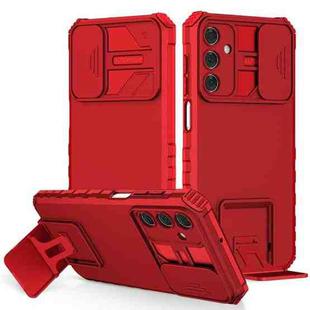 For Samsung Galaxy A15 5G Stereoscopic Holder Sliding Camshield Phone Case(Red)
