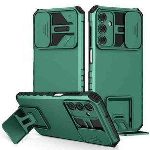 For Samsung Galaxy A15 5G Stereoscopic Holder Sliding Camshield Phone Case(Green)