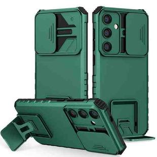 For Samsung Galaxy S24+ 5G Stereoscopic Holder Sliding Camshield Phone Case(Green)