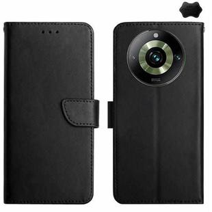 For Realme 11 Pro Genuine Leather Fingerprint-proof Flip Phone Case(Black)