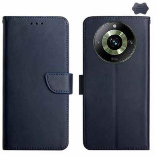 For Realme 11 Pro Genuine Leather Fingerprint-proof Flip Phone Case(Blue)