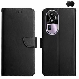 For OPPO Reno10 Pro Genuine Leather Fingerprint-proof Flip Phone Case(Black)