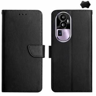 For OPPO Reno10 Pro+ Genuine Leather Fingerprint-proof Flip Phone Case(Black)