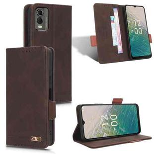 For Nokia C32 Magnetic Clasp Leather Phone Case(Brown)