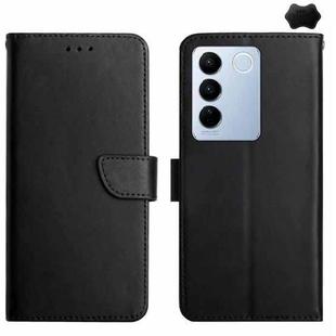 For vivo V27E 4G Global Genuine Leather Fingerprint-proof Flip Phone Case(Black)