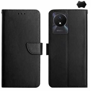 For vivo Y02A 4G / Y02 4G / Y11 2023 Genuine Leather Fingerprint-proof Flip Phone Case(Black)