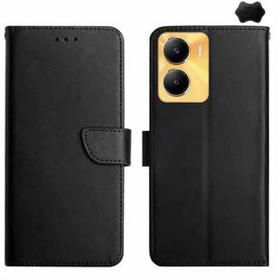 For vivo Y56 5G Global Genuine Leather Fingerprint-proof Flip Phone Case(Black)