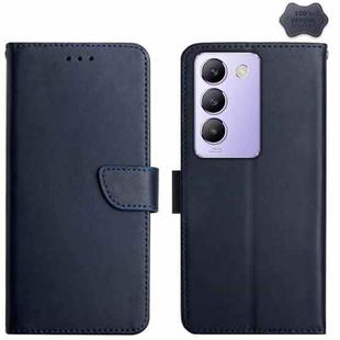 For vivo Y200e 5G/Y100 5G IDN/V30 Lite 5G India Genuine Leather Fingerprint-proof Flip Phone Case(Blue)