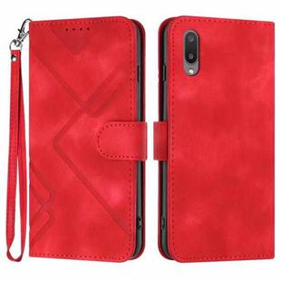 For Samsung Galaxy A02 EU Version Line Pattern Skin Feel Leather Phone Case(Red)