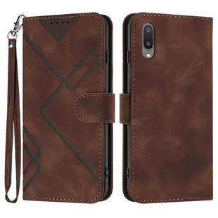 For Samsung Galaxy A02 EU Version Line Pattern Skin Feel Leather Phone Case(Coffee)