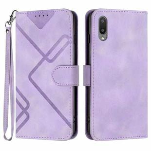 For Samsung Galaxy A02 EU Version Line Pattern Skin Feel Leather Phone Case(Light Purple)