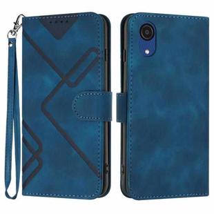 For Samsung Galaxy A03 Core Line Pattern Skin Feel Leather Phone Case(Royal Blue)