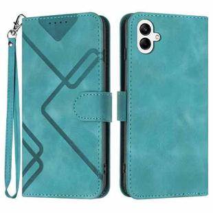 For Samsung Galaxy A04e Line Pattern Skin Feel Leather Phone Case(Light Blue)