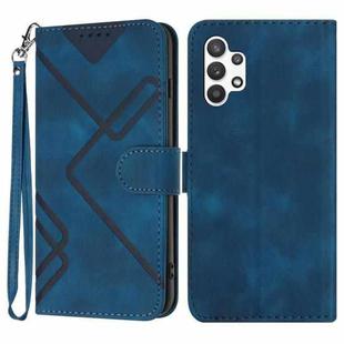 For Samsung Galaxy A13 4G Line Pattern Skin Feel Leather Phone Case(Royal Blue)