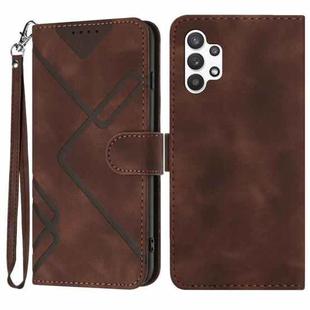 For Samsung Galaxy A13 4G Line Pattern Skin Feel Leather Phone Case(Coffee)