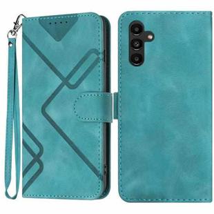 For Samsung Galaxy A13 5G Line Pattern Skin Feel Leather Phone Case(Light Blue)