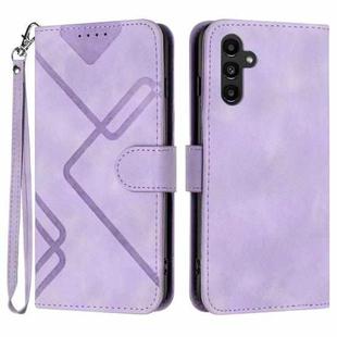 For Samsung Galaxy A14 4G Line Pattern Skin Feel Leather Phone Case(Light Purple)