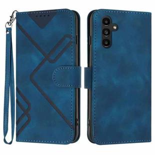 For Samsung Galaxy A14 5G Line Pattern Skin Feel Leather Phone Case(Royal Blue)