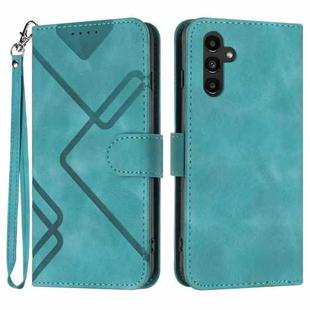 For Samsung Galaxy A14 5G Line Pattern Skin Feel Leather Phone Case(Light Blue)