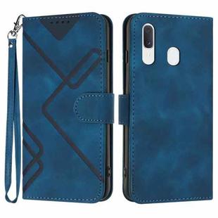 For Samsung Galaxy A20 / A30 Line Pattern Skin Feel Leather Phone Case(Royal Blue)