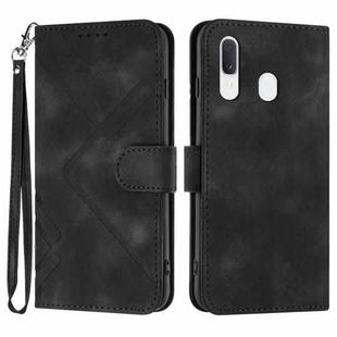 For Samsung Galaxy A20e / A10e Line Pattern Skin Feel Leather Phone Case(Black)