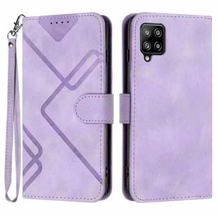 For Samsung Galaxy A22 4G Line Pattern Skin Feel Leather Phone Case(Light Purple)