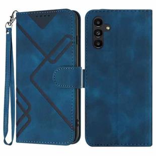 For Samsung Galaxy A24 4G Line Pattern Skin Feel Leather Phone Case(Royal Blue)