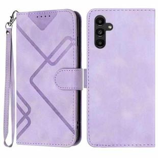 For Samsung Galaxy A24 4G Line Pattern Skin Feel Leather Phone Case(Light Purple)