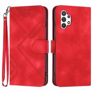 For Samsung Galaxy A32 5G Line Pattern Skin Feel Leather Phone Case(Red)