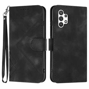 For Samsung Galaxy A32 5G Line Pattern Skin Feel Leather Phone Case(Black)