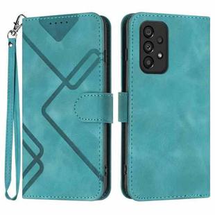 For Samsung Galaxy A33 5G Line Pattern Skin Feel Leather Phone Case(Light Blue)