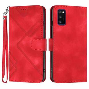 For Samsung Galaxy A41 Line Pattern Skin Feel Leather Phone Case(Red)