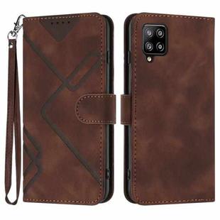 For Samsung Galaxy A42 5G Line Pattern Skin Feel Leather Phone Case(Coffee)