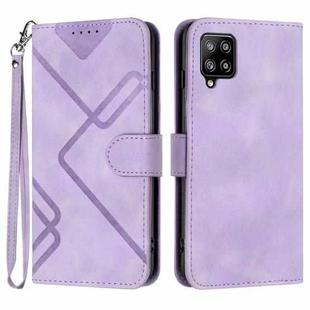 For Samsung Galaxy A42 5G Line Pattern Skin Feel Leather Phone Case(Light Purple)