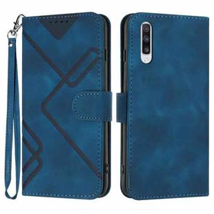 For Samsung Galaxy A50 / A50s Line Pattern Skin Feel Leather Phone Case(Royal Blue)