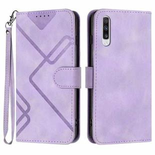 For Samsung Galaxy A50 / A50s Line Pattern Skin Feel Leather Phone Case(Light Purple)